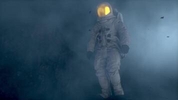 3d rendering. Astronaut walking on a foggy alien planet. CG Animation. video