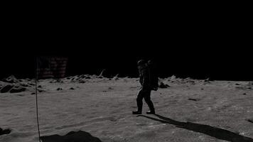 3d rendering. Astronaut walking and saluting the American flag. video