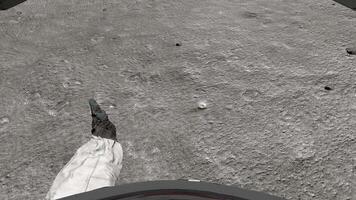 3d rendering. Astronaut walking on the moon. POV. video