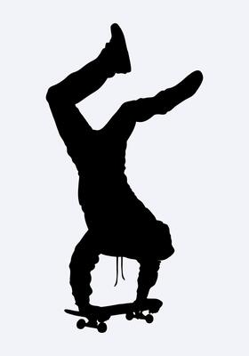 Skateboard player silhouette standing with hands style clip art illustration sticker print art editable