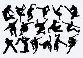 Breakdance style silhouette collection set illustration element sticker pint art solated editable vector