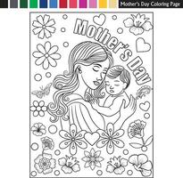 mother's day color page vector