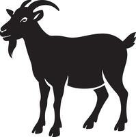 Goat silhouette black minimal farm animal, Standing goat clean line drawing vector