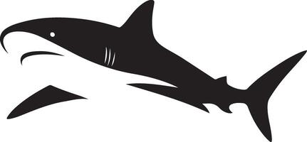 Shark silhouette powerful pose black white, Ocean predator bold line design vector