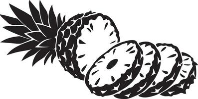Sliced pineapple silhouette style, Tropical fruit in graphic element design vector
