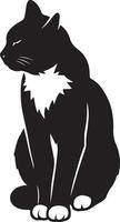 Cat silhouette elegant black and white design, Stylish feline black simple art vector