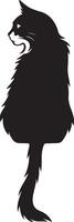 Black cat silhouette profile view elegant, Sleek feline side view design for projects vector