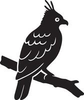 Bird perched on a branch silhouette drawing, Tree bird sitting elegant black design vector