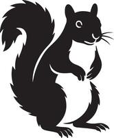 Squirrel black silhouette simple design, Minimal squirrel illustration in black vector