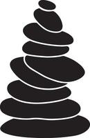 Zen stacked stones simple design concept, Minimalist balance stone silhouette art vector
