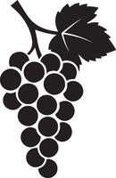 Bunch of grapes black and white silhouette, Grapevine illustration simple and clean vector