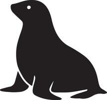 Seal simple silhouette black design, Marine animal minimal graphic drawing vector