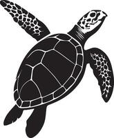Sea turtle silhouette black elegant design, Ocean turtle minimal drawing vector