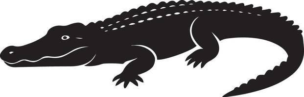 Alligator black silhouette simple drawing, Reptile figure minimal line design vector