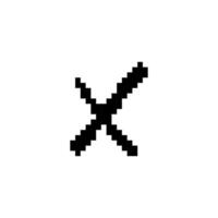 Mosaic pixel cross icon in retro pixelated style vector