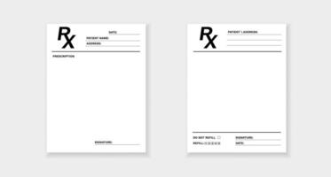 Template for printable prescription form with easy-to-read layout and ample writing space vector