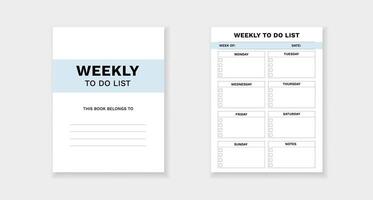Weekly to do list form for effective planning and organization of daily tasks and responsibilities vector