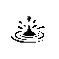Mosaic style pixelated water splash icon with simple black and white retro design elements vector