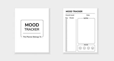Simple mood tracker template for daily emotions with notes section and overall mood rating vector