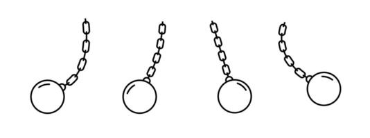 Wrecking ball illustration with chains in outline design for demolition and construction concepts vector