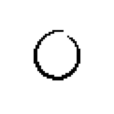 Mosaic style pixelated circle icon with black and white edge design