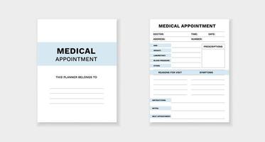 Medical appointment form template for organized scheduling and detailed health tracking vector