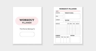 Workout planner form template for scheduling and tracking fitness goals and routine vector