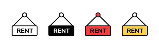 Icon collection of simple rent signs in varied colors and outline styles for easy recognition vector