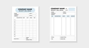 Printable receipt form templates for billing and financial organization vector