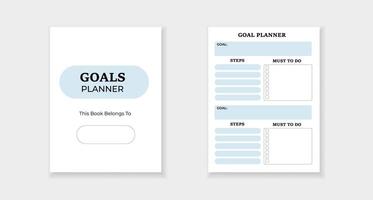 Goal planner template with steps and tasks for organized achievement tracking vector