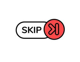 Iconic red skip button with bold lettering and simplistic modern design elements vector
