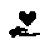 Pixel heart mosaic style icon in retro sprite design with a unique artistic touch vector