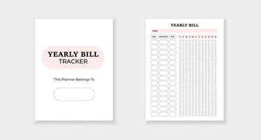Template form for yearly bill tracking with simple and efficient layout for easy organization vector