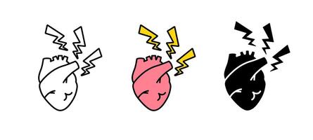 Heart with lightning bolts. symbolizing shock or emotional impact in stylized illustrations vector