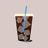 Refreshing Cold Brew Coffee with Ice Cubes. vector