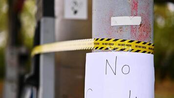 Empty Gas Station Pump with No Gasoline Sign and Warning Tape in Outdoor Setting video
