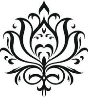 Classic Black Ornamental Design with Lotus and Curved Elements vector