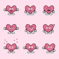 Heart emoticons set of cartoon characters vector
