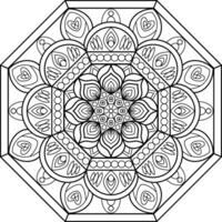 Octagonal Mandala Line Art for Coloring and Decoration vector