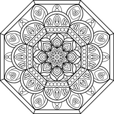 Octagonal Mandala Line Art for Coloring and Decoration
