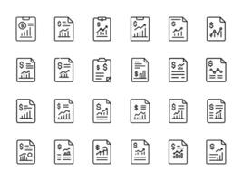 financial report business data analysis icons line art illustration vector