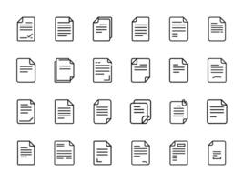 official document paper file icons set line art illustration vector