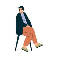 Man Character in Cafe Sitting on Chair Illustration vector
