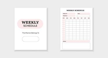 Weekly schedule template with days and time slots for effective time management vector