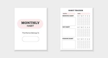 Template form for monthly habit tracker with simple and clean layout for personal organization vector