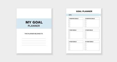 Simple and clear goal planner template for effective personal goal organization and tracking vector