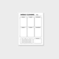 Weekly cleaning template for organizing chores and tracking tasks with a simple layout vector