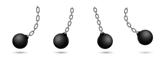Wrecking ball set in motion with metal chain for demolition and construction visual concepts vector