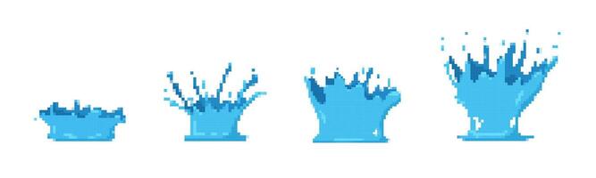 Mosaic style pixel splash art capturing motion with water droplets in retro design vector