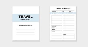Travel itinerary form with clear layout for organizing trips and scheduling activities efficiently vector